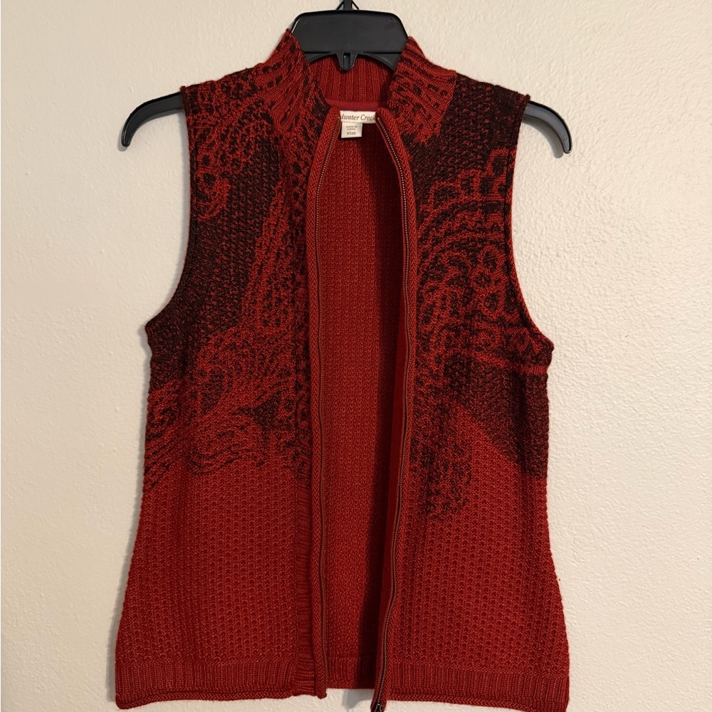 Vintage Coldwater Creek Red Paisley Wool blend Grannycore sweater vest Sz XS